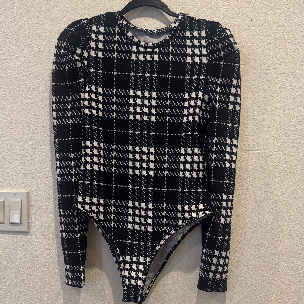 Black and White Plaid Bodysuit
